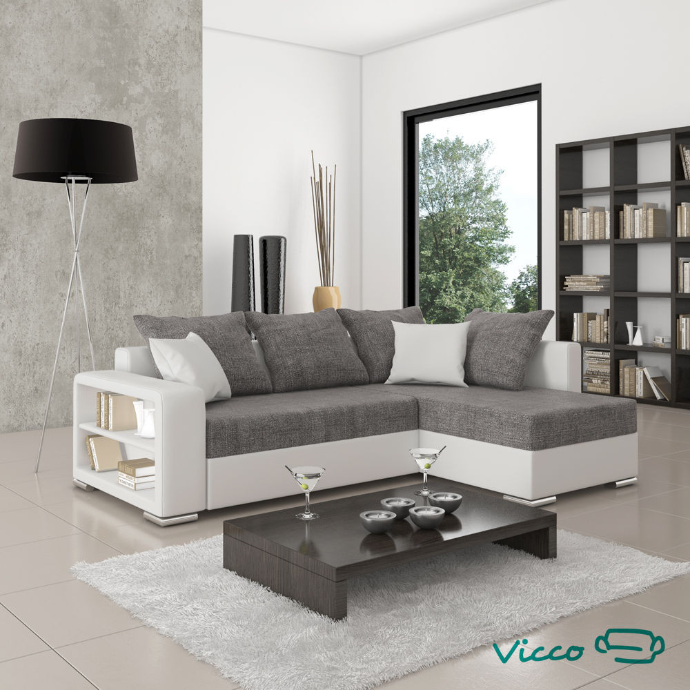 Couch Grau
 Vicco Sofa Couch Polsterecke Houston Schlafsofa Ecksofa