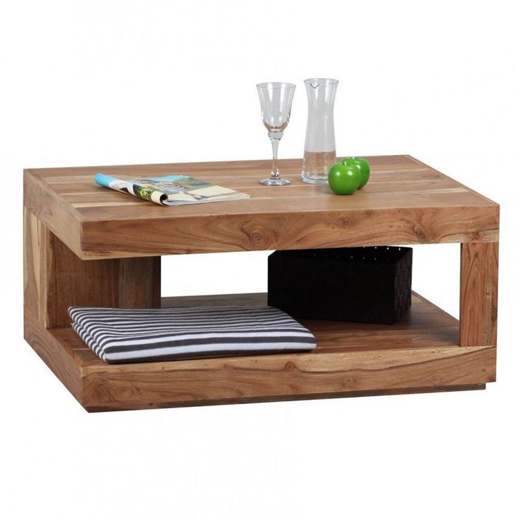 Couchtisch Holz Massiv
 Couchtisch Massiv Holz Akazie 90 cm breit Design Wohn