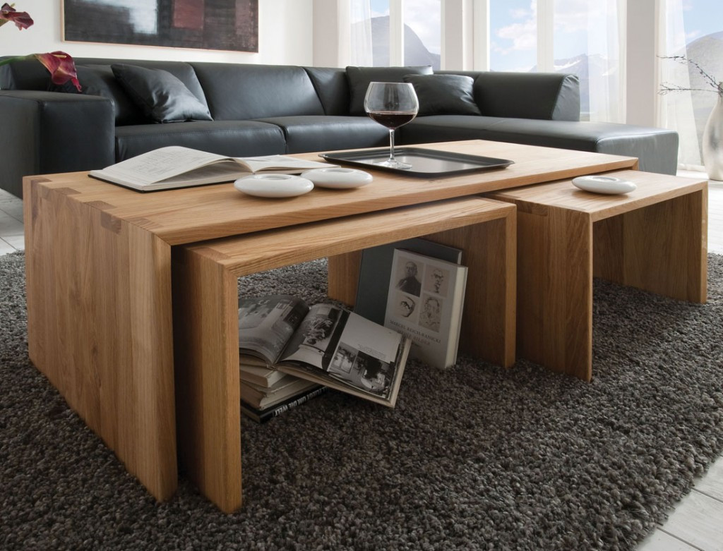 Couchtisch Holz Massiv
 Massivholz 3x Couchtisch Beistelltisch Kernbuche massiv Holz