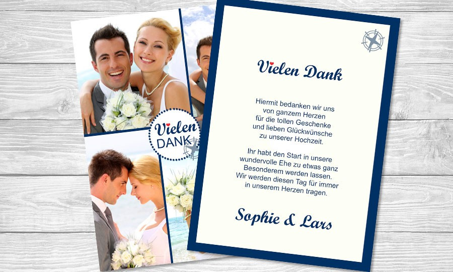 Danksagungskarten Hochzeit Text
 Danksagungskarten Hochzeit "Maritim"