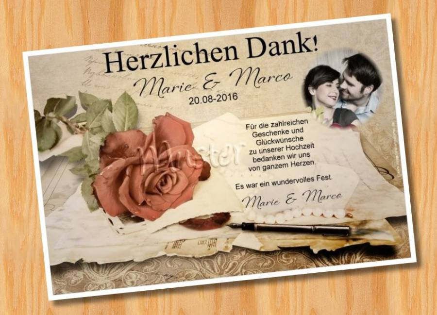 Danksagungskarten Hochzeit Vintage
 Ausgefallene Fotokarten Danksagungskarten Danksagungen