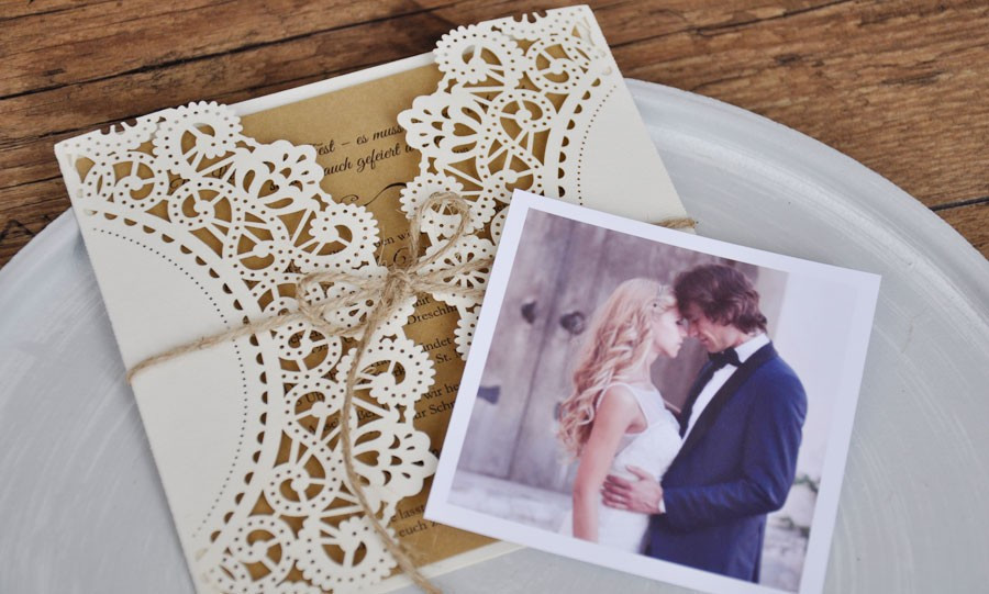 Danksagungskarten Hochzeit Vintage
 Danksagungskarten Hochzeit "Vintage trifft Kraftpapier"