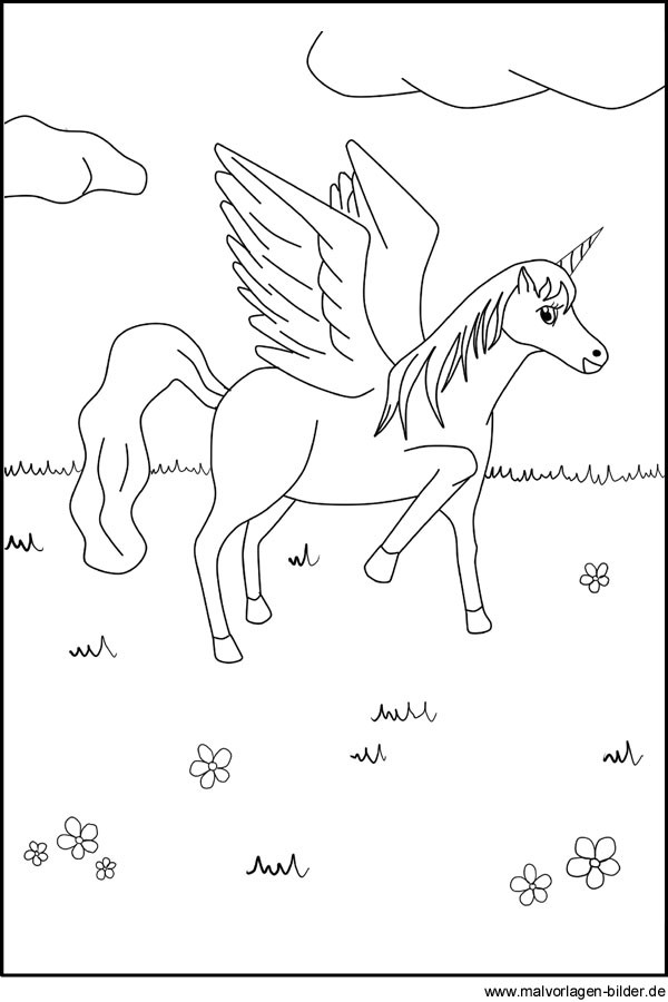 Das Letzte Einhorn Ausmalbilder
 Pegasus Bild Malvorlage zum Ausdrucken