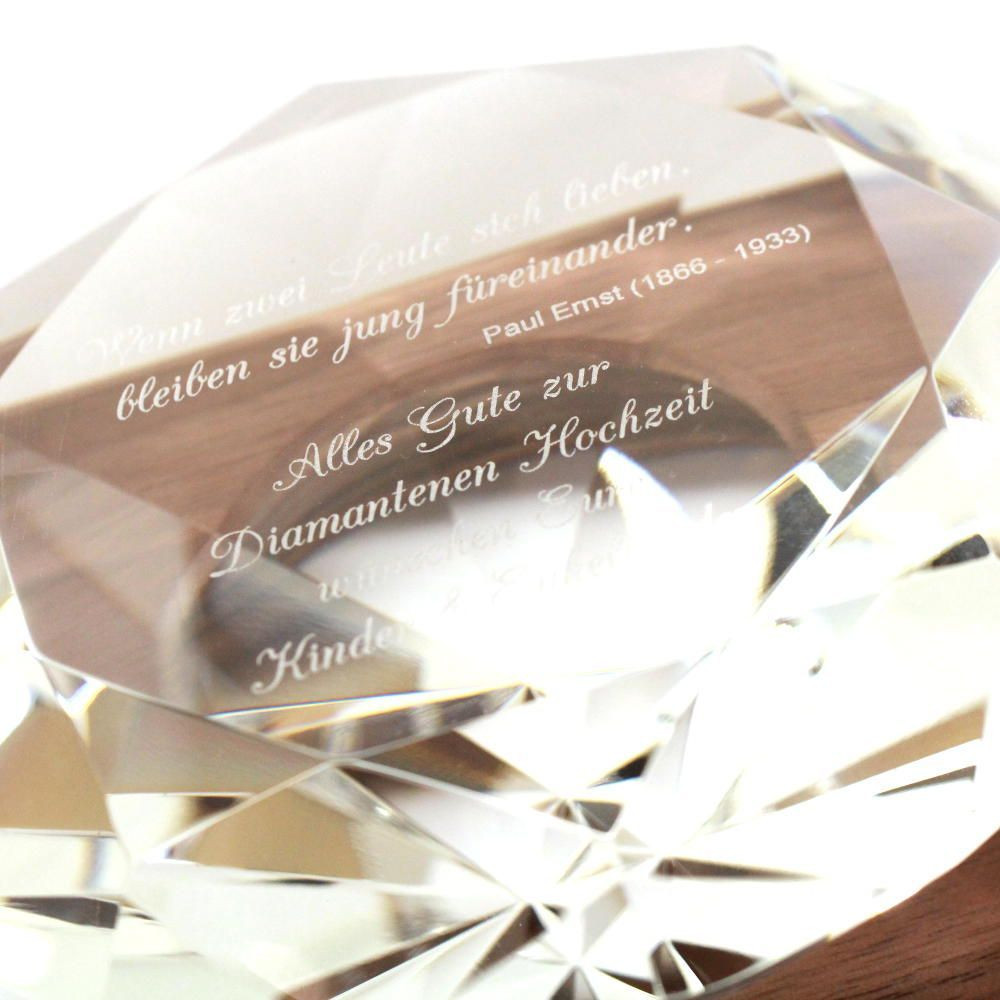 Diamant Hochzeit Geschenk
 Gravur Diamant Glasdiamant Überraschung Geschenk