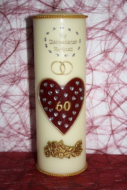 Diamant Hochzeit Geschenk
 Kerze Diamanthochzeit DH 01 Diamantene Hochzeit