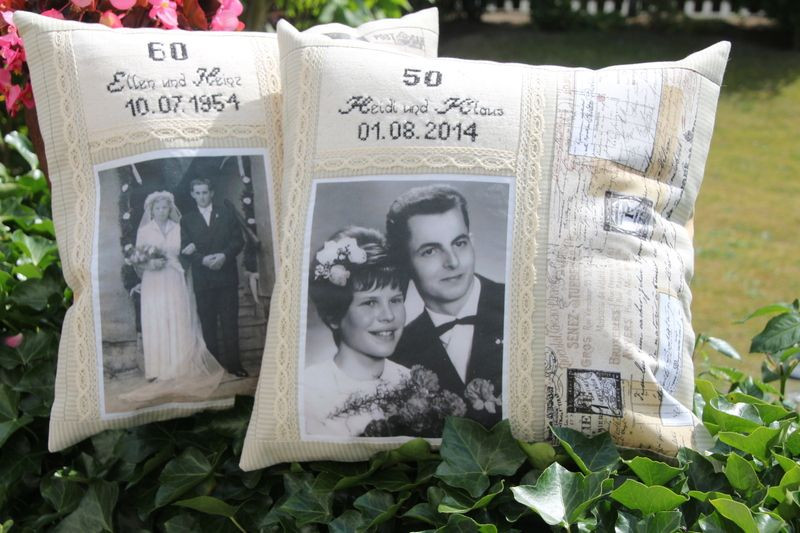 Diamant Hochzeit Geschenk
 Kissen zur silber gold diamant Hochzeit von Antjes