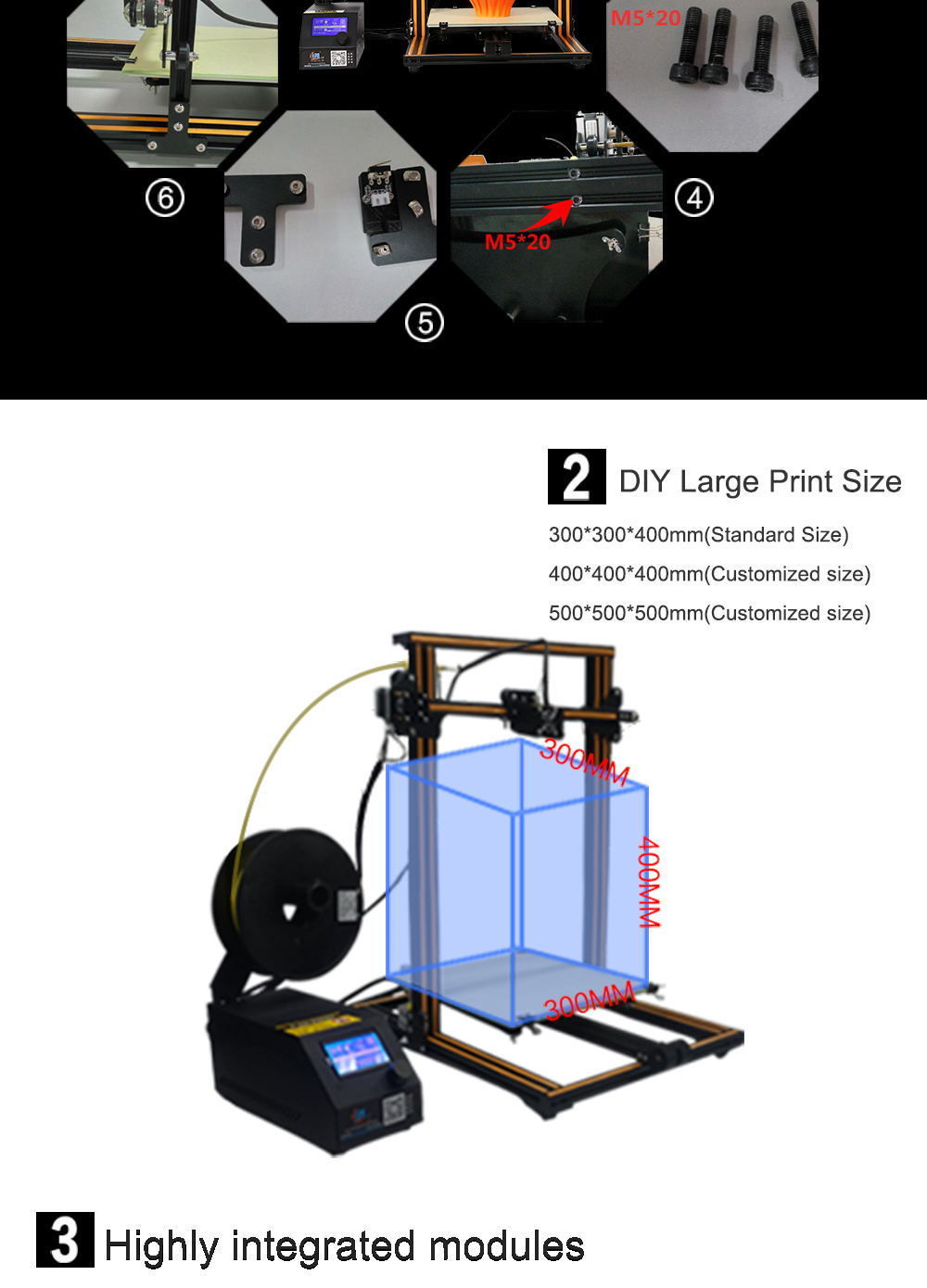 Diy 3D Drucker
 Creality 3D CR 10S DIY 3D Drucker Satz 300 300 400mm