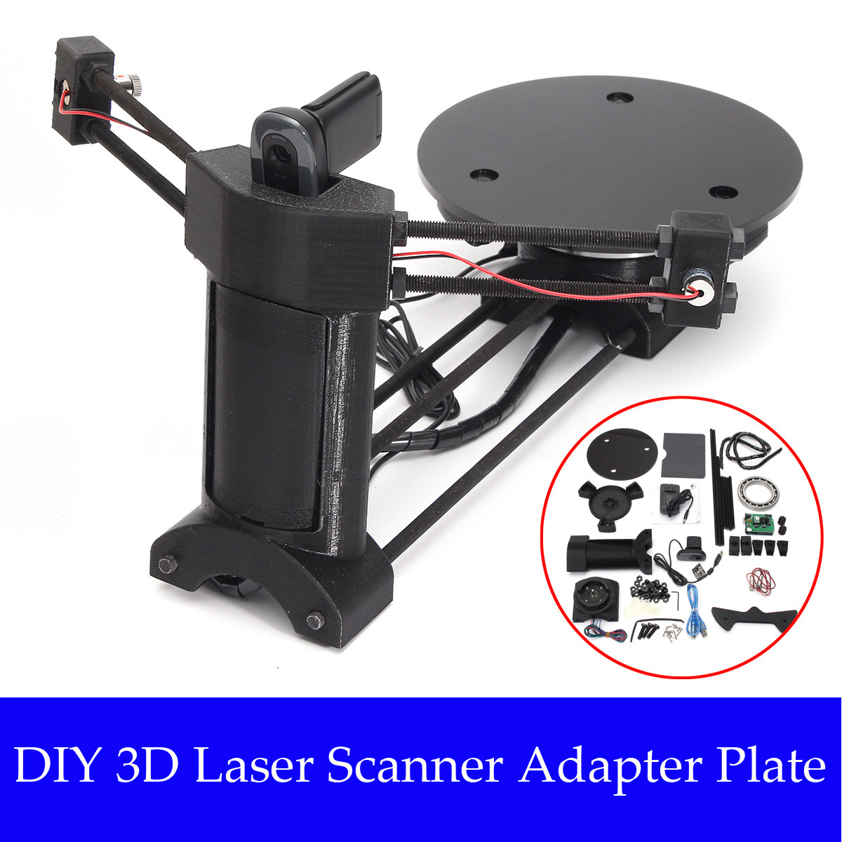 Diy 3D Scanner
 Black Open Source DIY 3D Laser Scanner Adapter Plate For