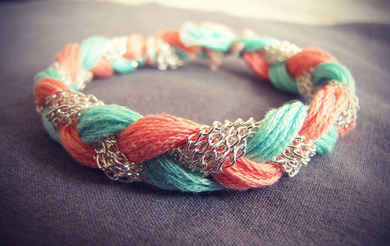 Diy Bracelet
 DIY Coral Sea Green Rose Chain Bracelet 7 8 12