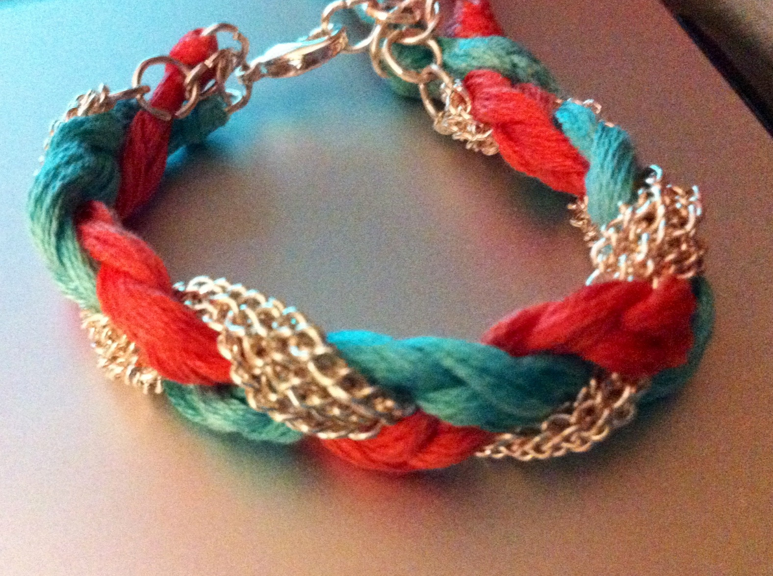 Diy Bracelet
 DIY Coral Sea Green Rose Chain Bracelet 7 8 12