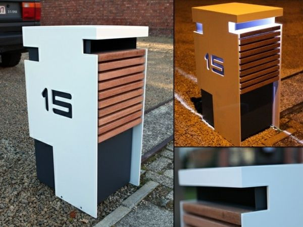 Diy Briefkasten
 Briefkasten Edelstahl Holz integrierte Beleuchtung