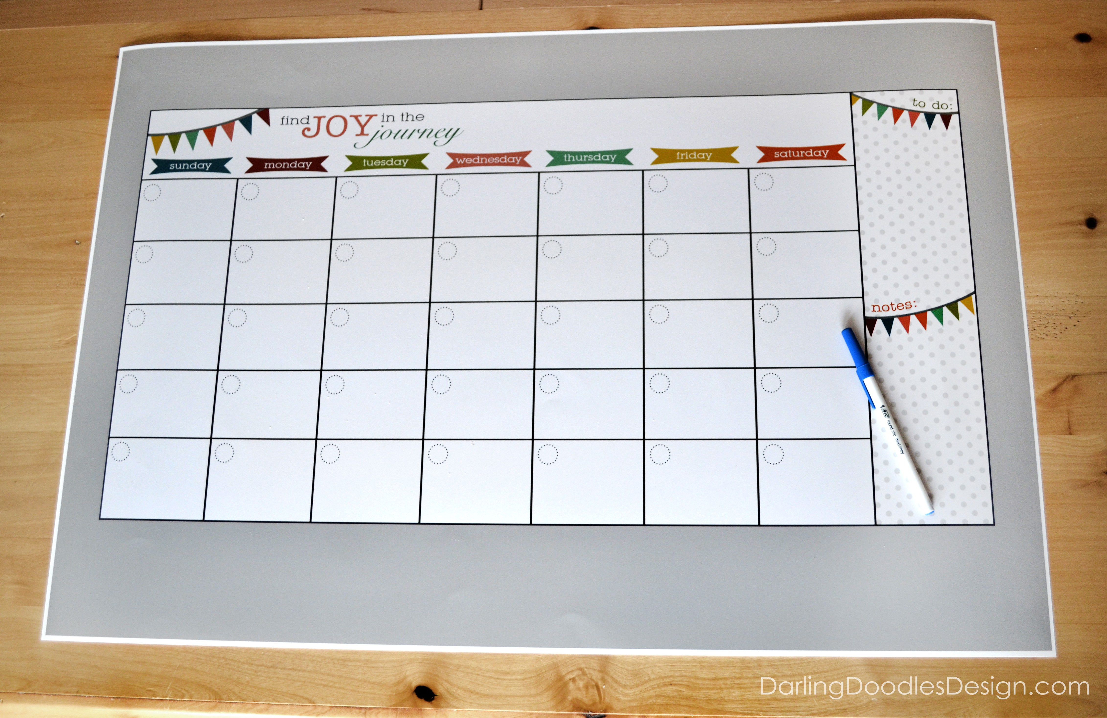 Diy Calendar
 DIY Dry Erase Calendar Darling Doodles