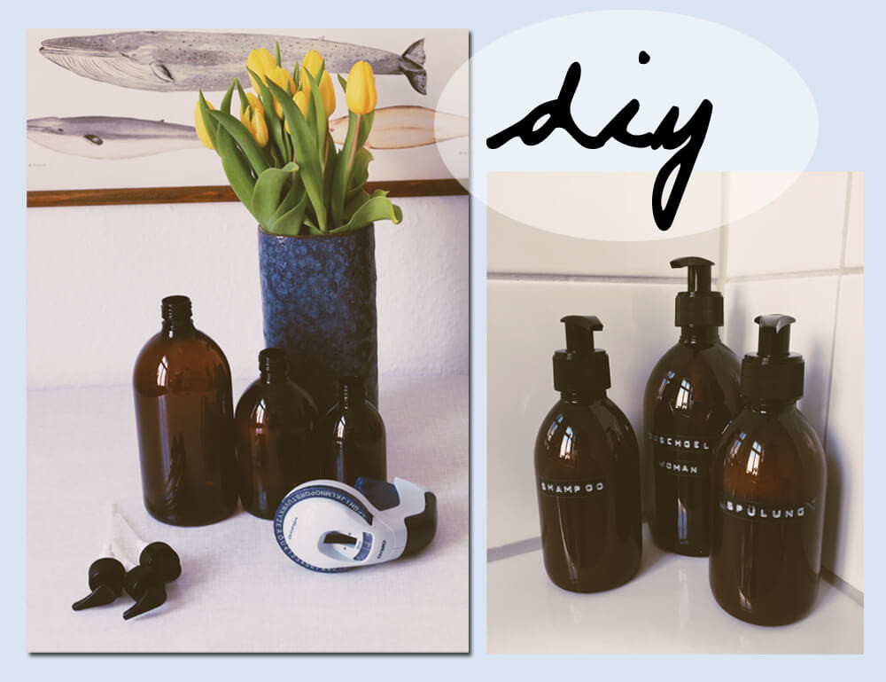 Diy Flaschen
 Badezimmer DIY Shampoo Flaschen verschönern