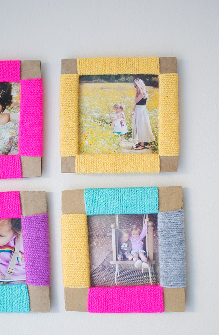 Diy Frame
 yarn wrapped diy photo frames