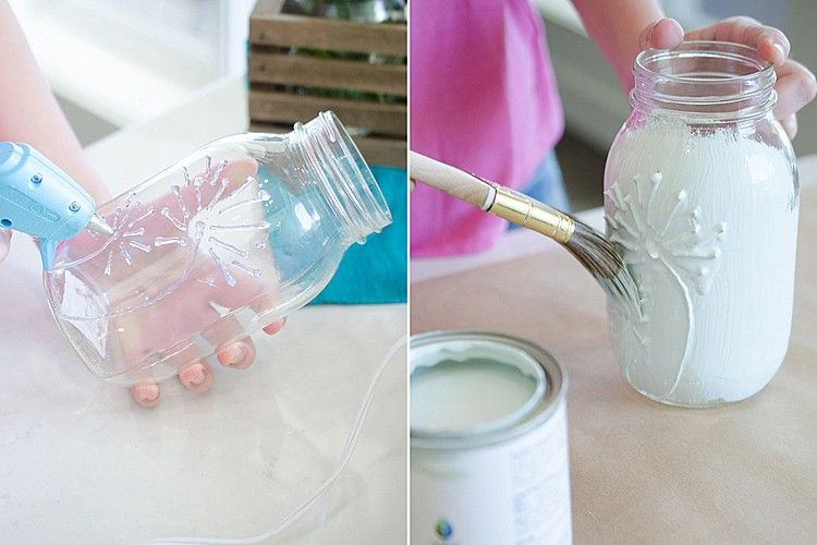 Diy Heißklebepistole
 tolle bastelideen glas behälter blumenvase deko