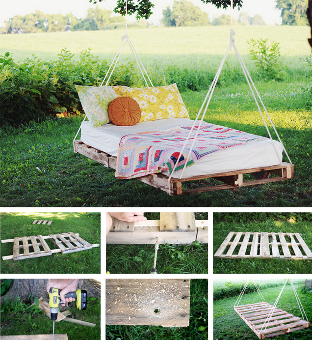 Diy Ideen Garten
 Hängebett selber bauen 44 DIY Ideen für Bett aus Paletten