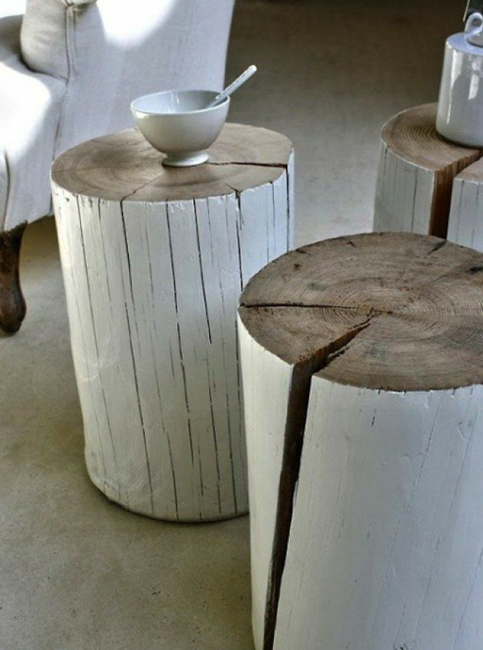 Diy Inneneinrichtung
 DIY Idee Ein bemalter Holzstamm als Tisch
