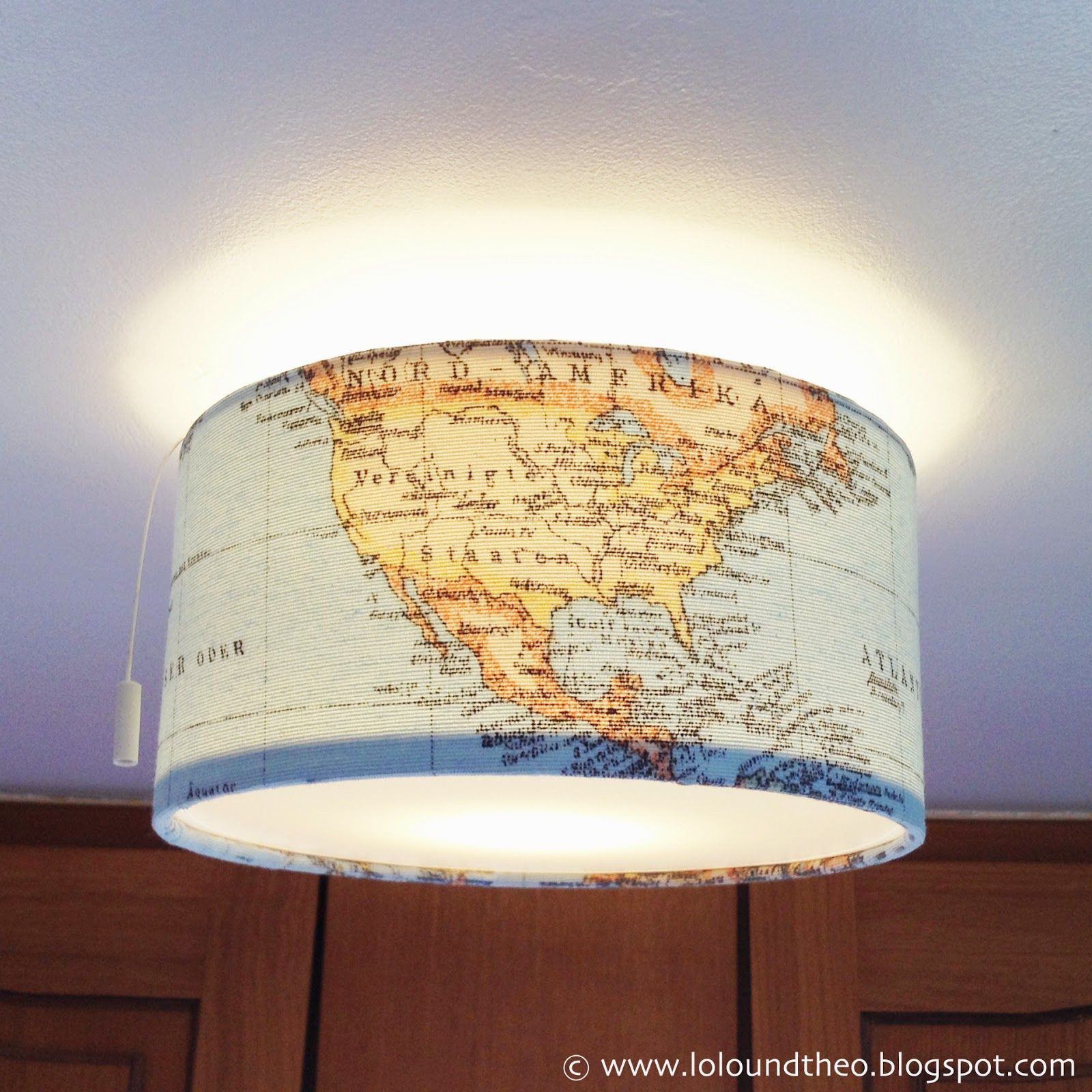 Diy Lampenschirm
 DIY Lampenschirm Landkartenstoff Map lamp caravan makeover