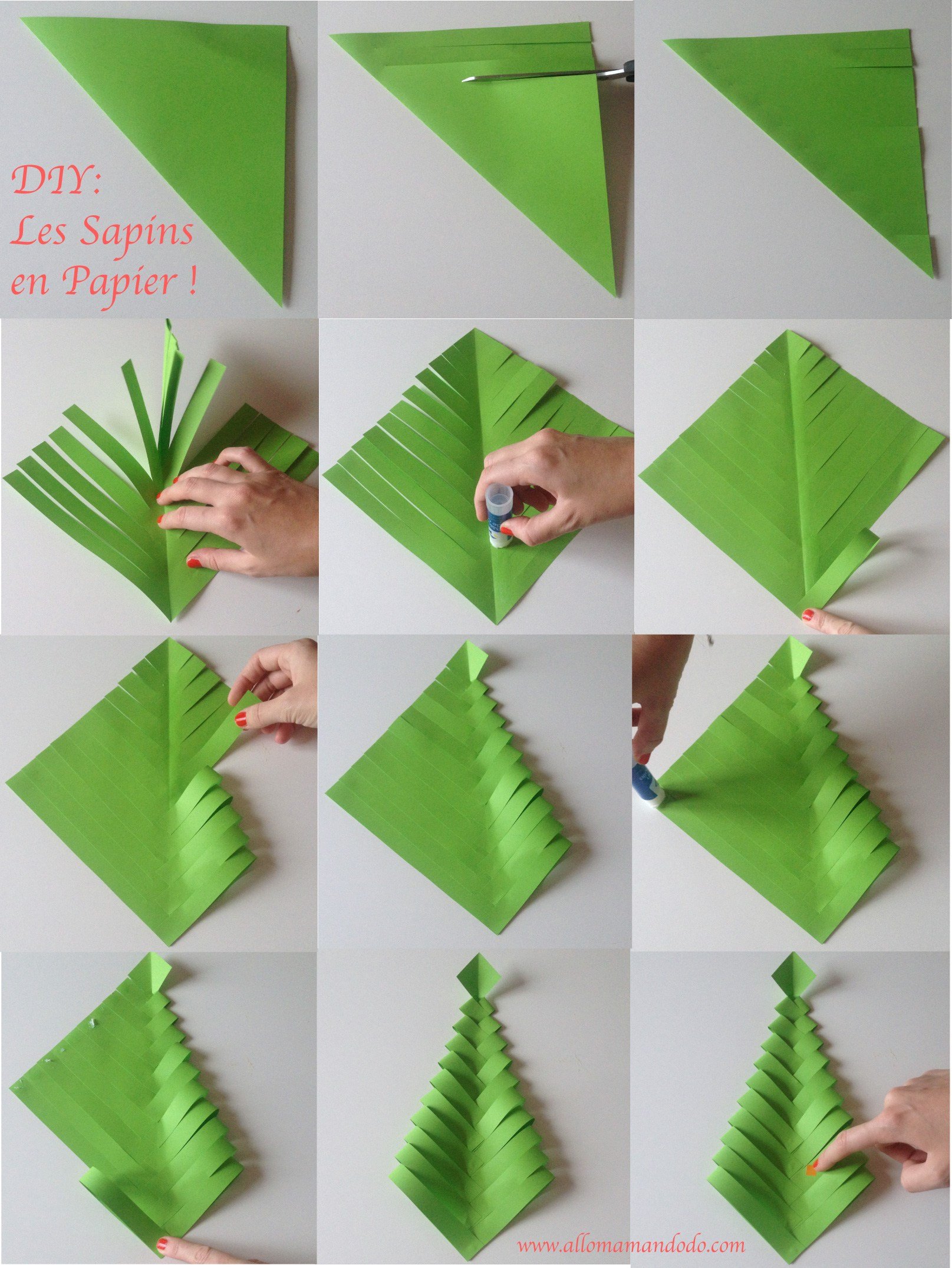 Diy Papier
 Fabrique des Sapins de Noël en papier DIY facile et