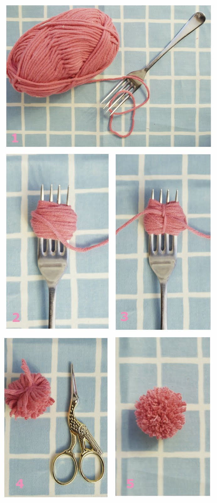 Diy Pompoms
 Vivid Please DIY How To Make Tiny Pom Poms With A Fork