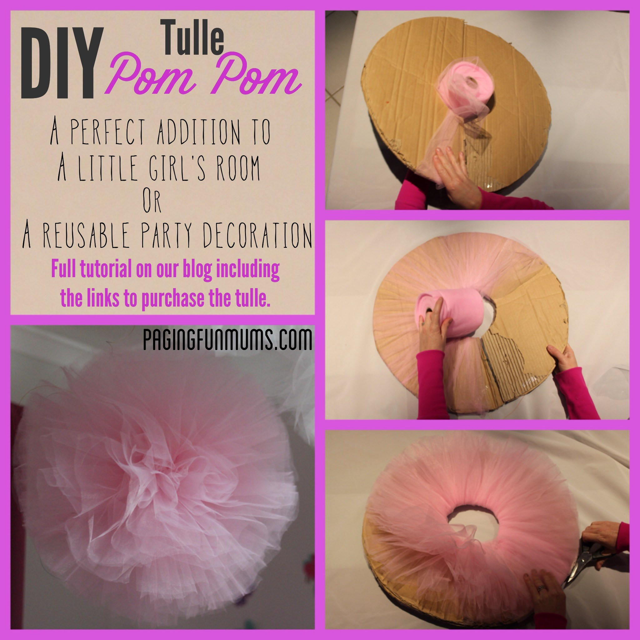 Diy Pompoms
 DIY Tulle PomPom perfect party or kids room decoration