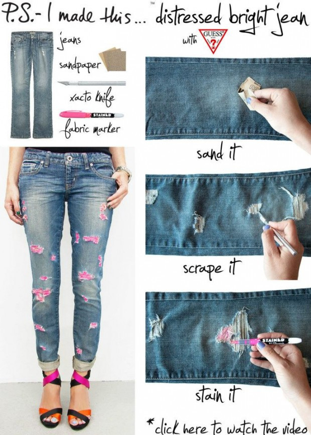 Diy Ripped Jeans
 24 Stylish DIY Clothing Tutorials Style Motivation
