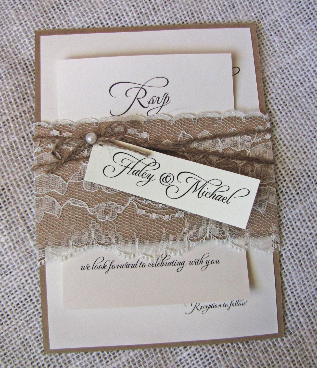 Diy Wedding Invitations
 DIY Rustic Wedding Invitations Lace Wedding Invitation