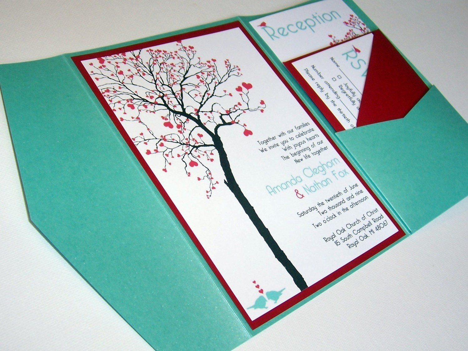 Diy Wedding Invitations
 Wedding Invitation DIY Pocketfold Heart Tree Printable