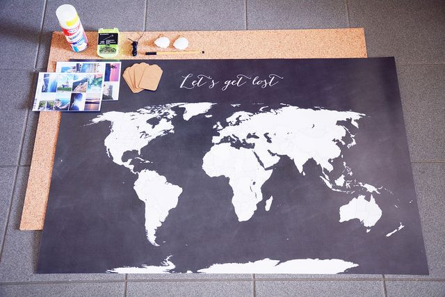 Diy Weltkarte
 DIY Interior Tagging a World Map with your favorite