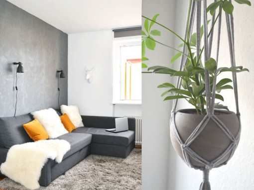 Diy Wohnzimmer
 Pretty in grey unser Wohnzimmer Plus DIY Blumenampel