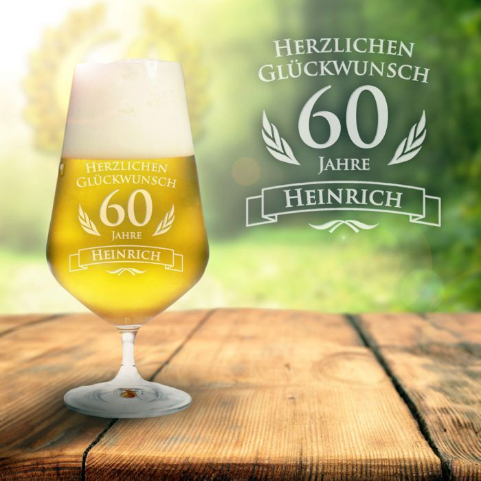 Dumme Geschenke
 Bierglas zum 60 Geburtstag personalisiert Pilsglas mit