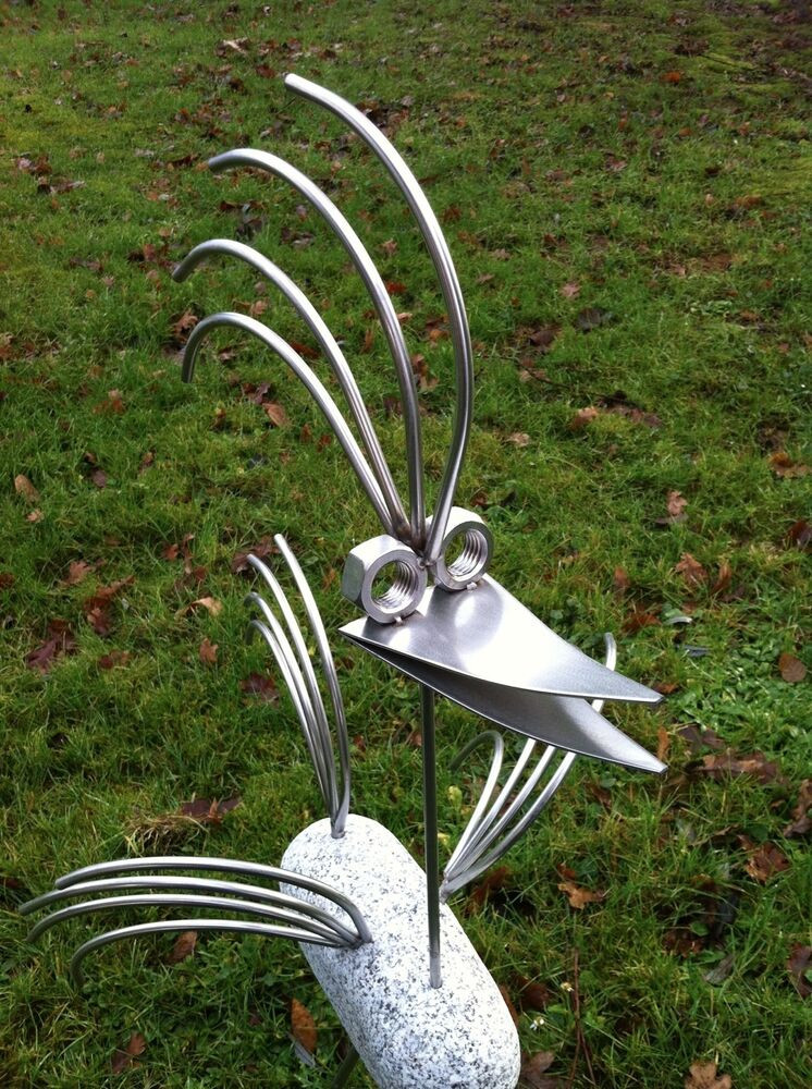 Edelstahl Garten
 Edelstahl Vogel Garten Skulptur 80cm Granitvogel V2A