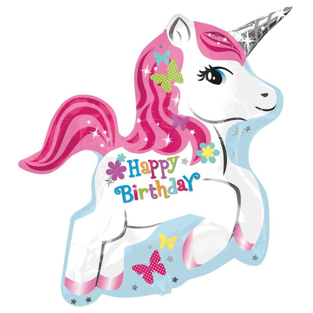 Einhorn Geburtstagswünsche
 Folienballon Einhorn mit Aufschrift