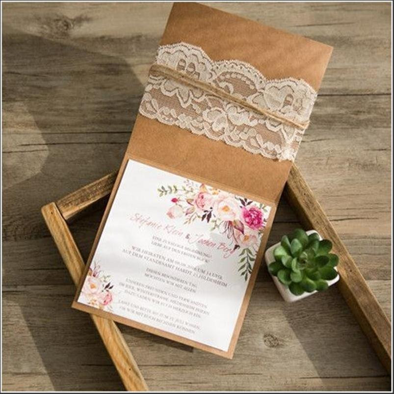 Einladung Hochzeit Spitze
 Einladung Fesselnd einladung kraftpapier Hochzeitskarten