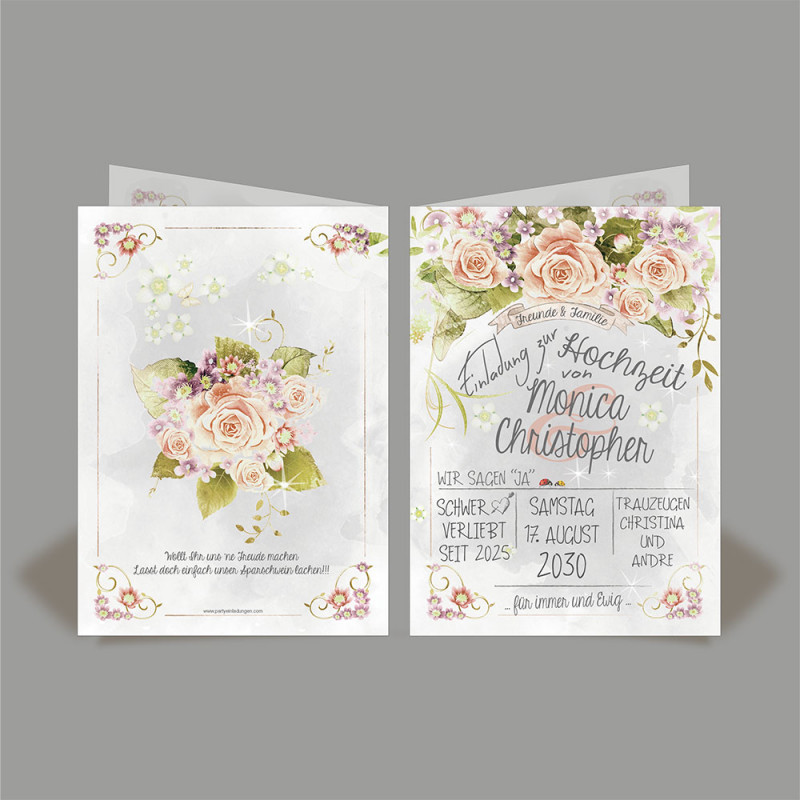 Einladungskarten Hochzeit Vintage
 Einladungskarten zur Hochzeit „Vintage“ Design