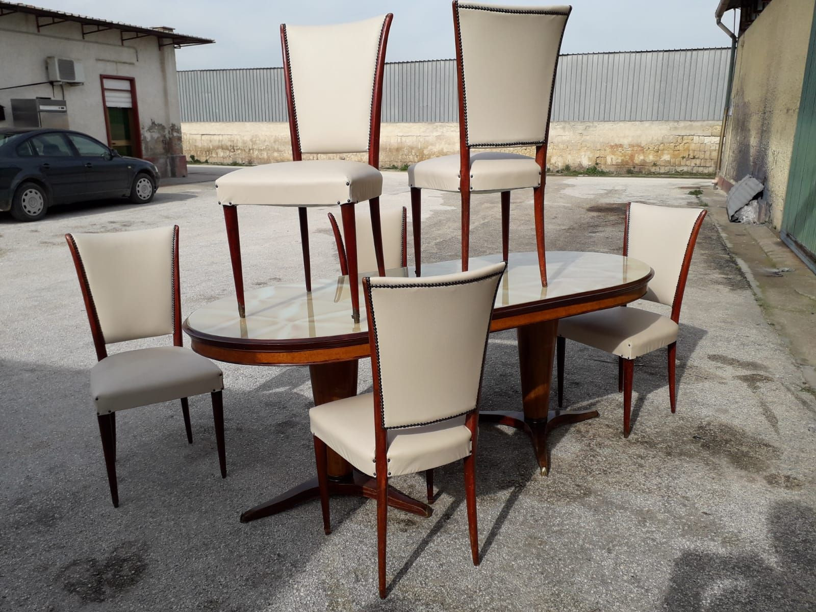Esstisch Mit 6 Stühlen
 Vintage Esstisch mit 6 Stühlen 1950er bei Pamono kaufen