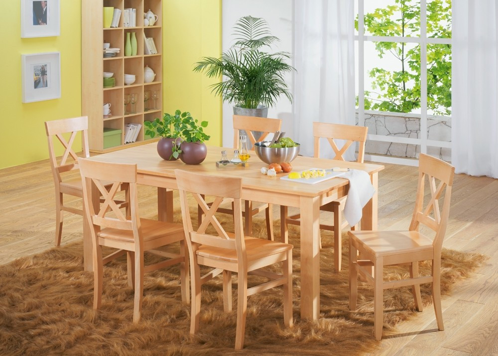 Esstisch Mit 6 Stühlen
 Tischgruppe Linz Esstisch mit 6 Stühlen Holz Buche Massiv