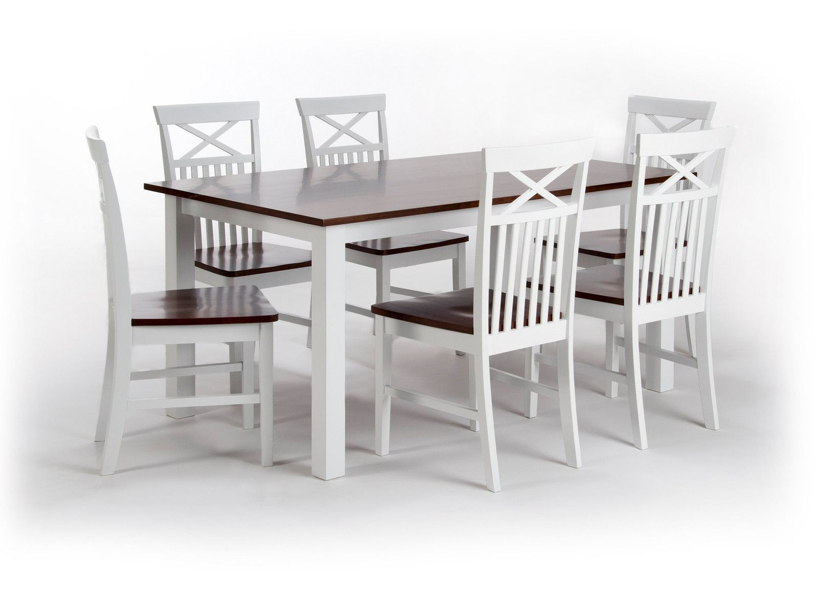 Esstisch Mit Stühlen
 Esstisch Caprera mit 4 Stühlen in braun weiß massivum