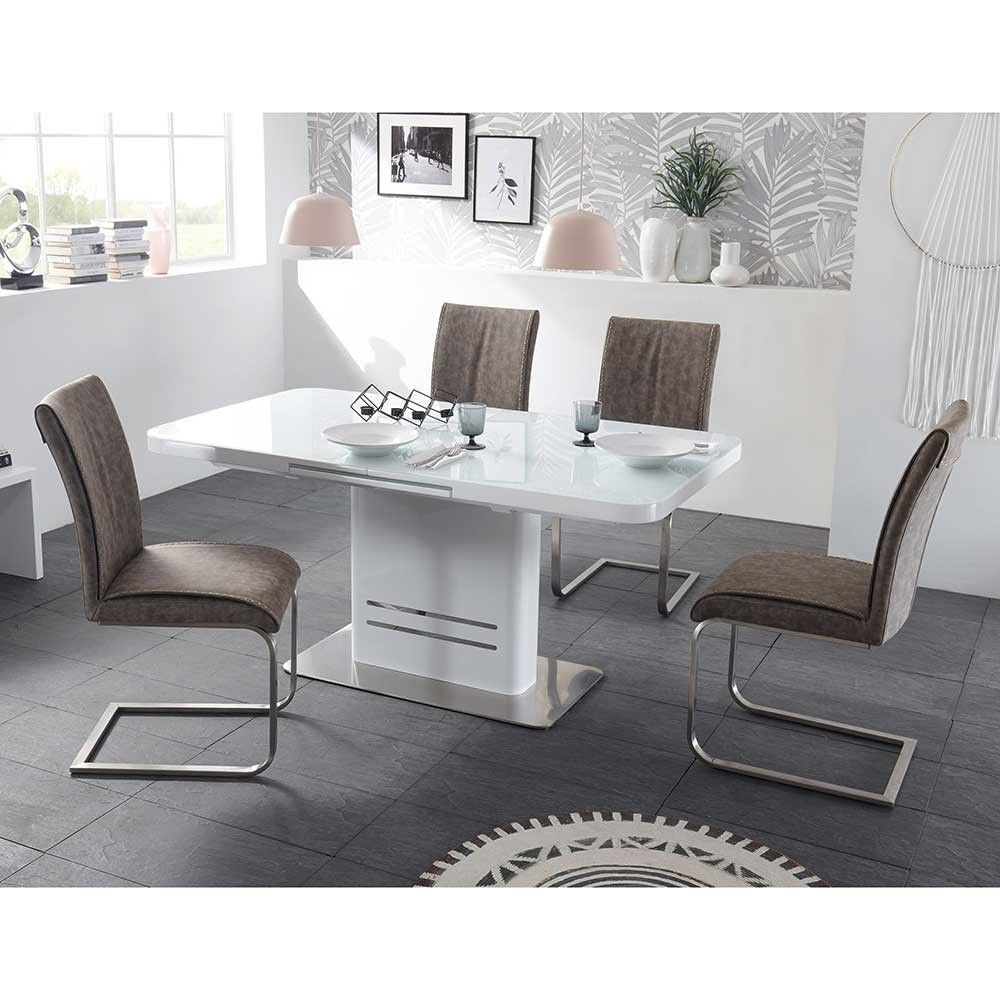 Esstisch Mit Stühlen
 Esstisch mit Stühlen Hochglanz Weiß Braun Omiera