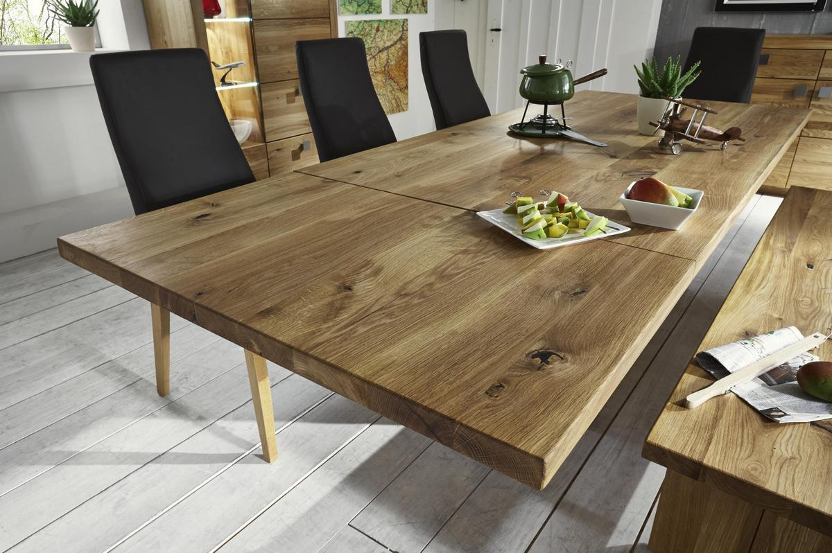 Esstisch Wildeiche
 Massivholz Esstisch erweiterbar Wildeiche massiv natur
