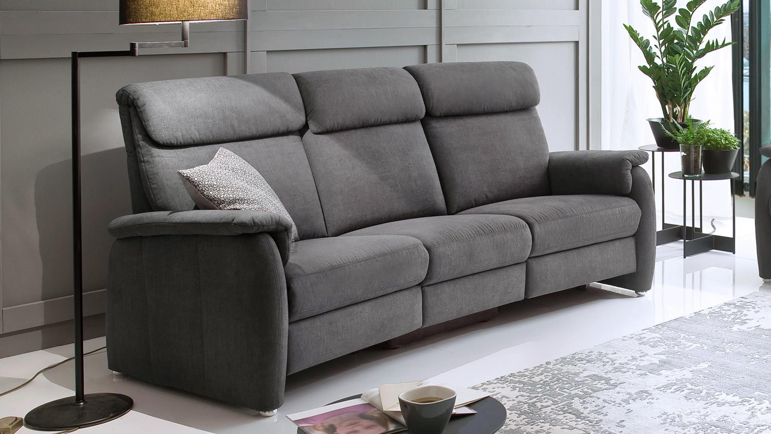 Federkern Sofa
 Sofa PRESTON 3 Sitzer Stoff grau mit Federkern und