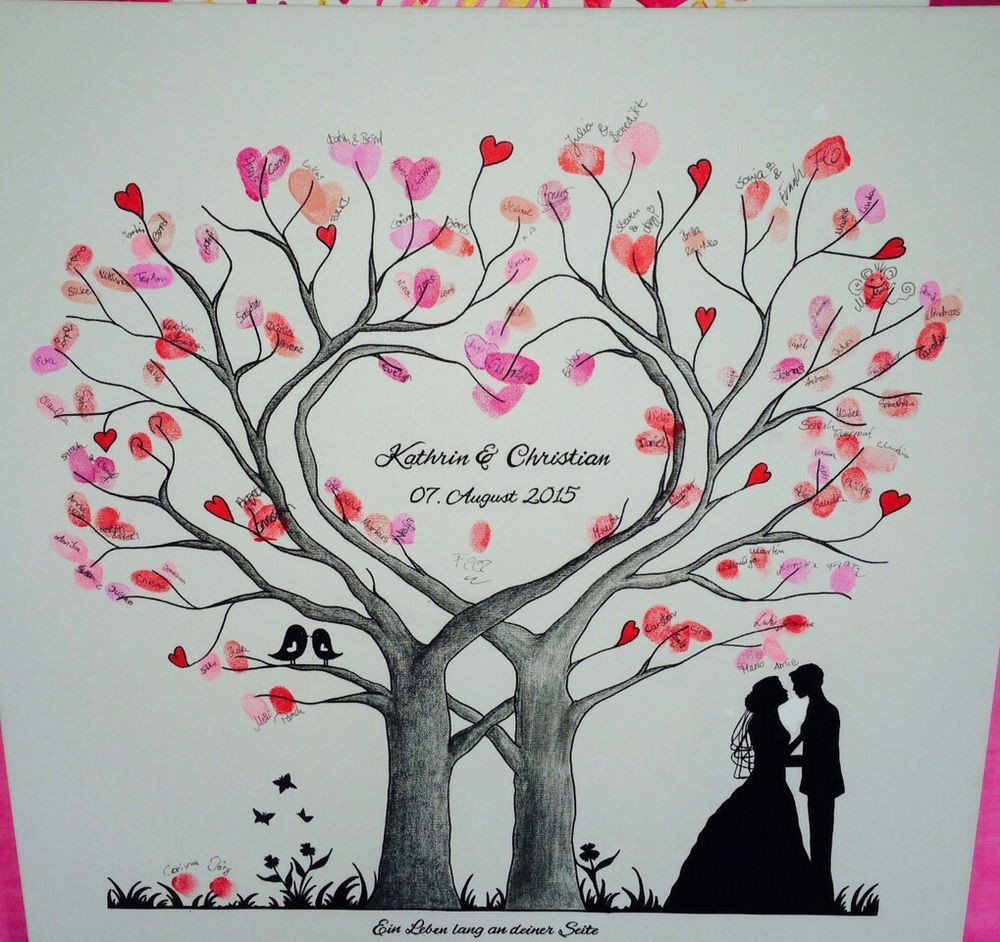 Fingerabdruck Bild Hochzeit
 Wedding Tree Herz Fingerabdruck Baum Hochzeit Geschenk