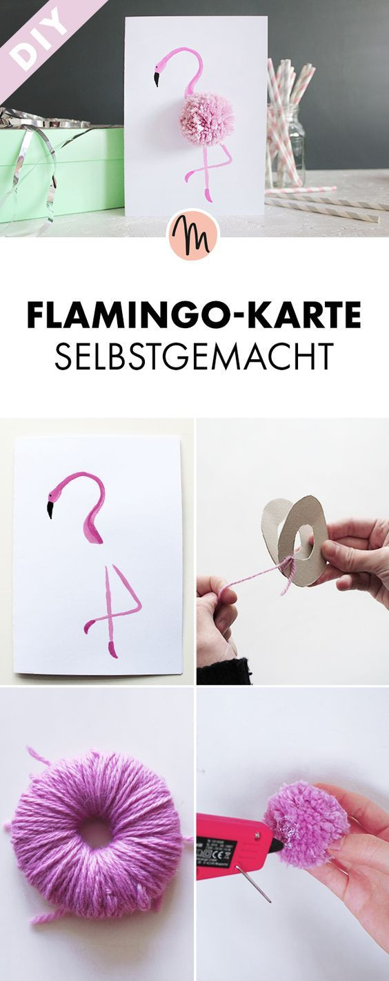 Flamingo Geschenke
 Flamingo Karte selbstgemacht kostenlose DIY Anleitung