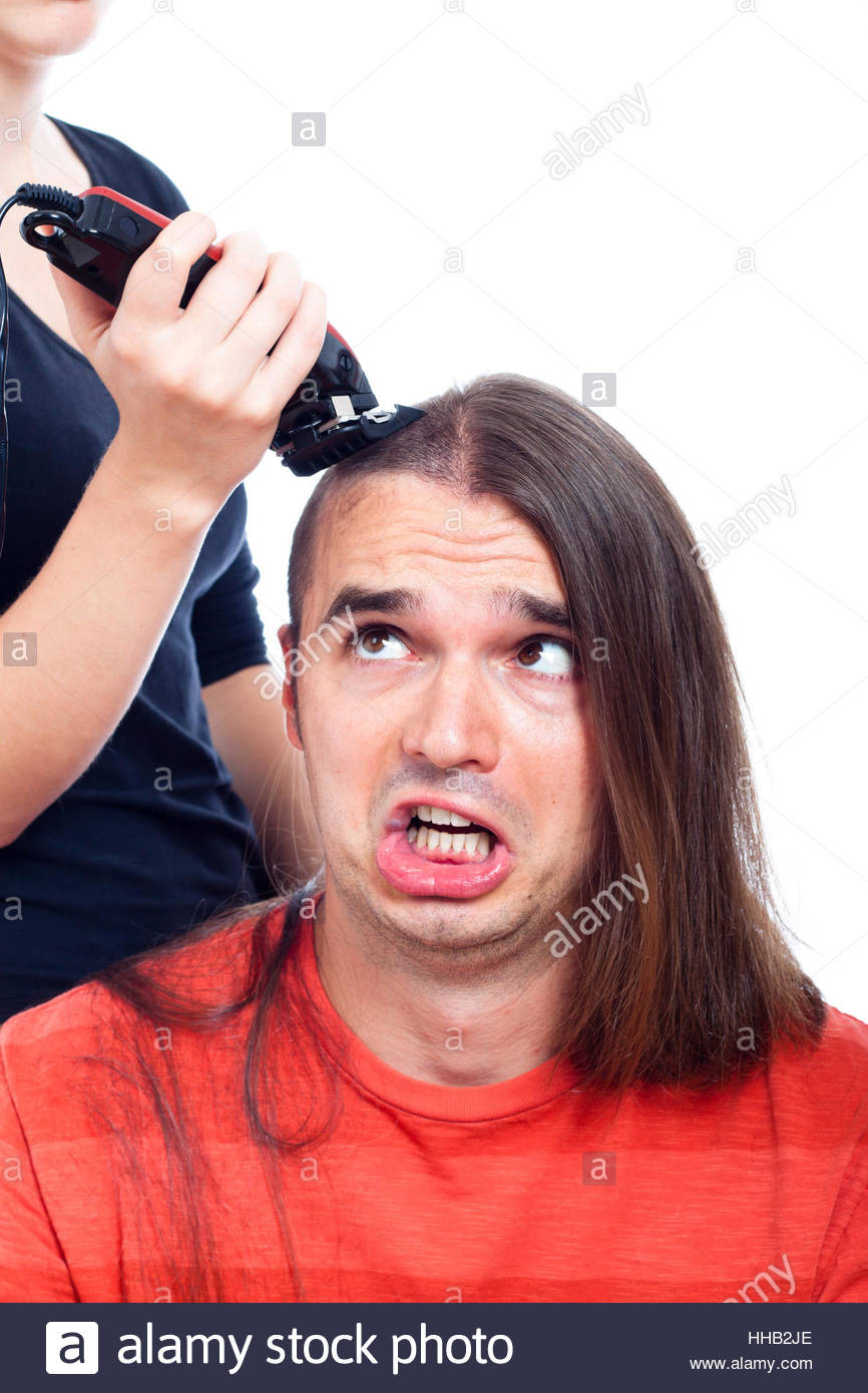 Friseur Haarschnitt
 lustige verrückte unglücklich Friseur Haarschnitt