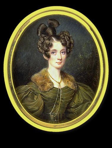 Frisuren 19 Jahrhundert
 Etienne Bouchardy Lady in Brown Dress with Fur Collar 1832