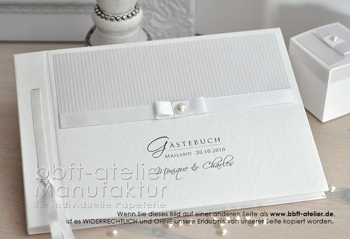 Gästebuch Hochzeit
 Gästebuch Hochzeit edel in weiß mit Perle
