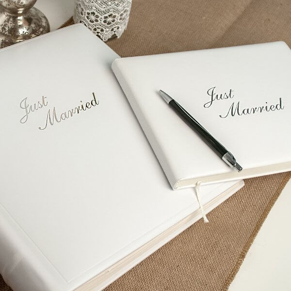 Gästebuch Hochzeit
 Hochwertiges Gästebuch aus Leder in Weiß für Hochzeit