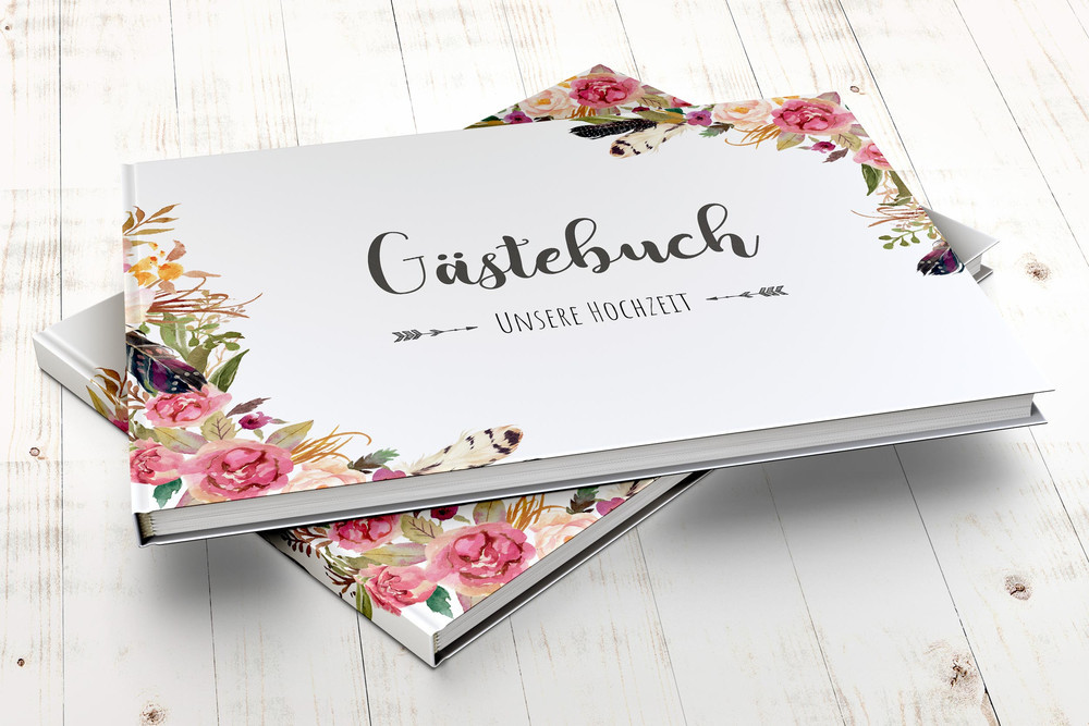 Gästebuch Hochzeit Fragen
 Hochzeitsgästebuch Gästebuch Hochzeit mit Fragen "Boho