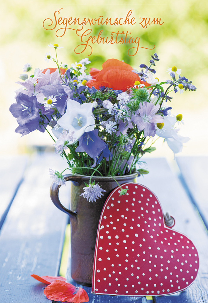 Geburtstag Blumen Bilder
 Glückwunschkarte Segenswünsche zum Geburtstag 6 St