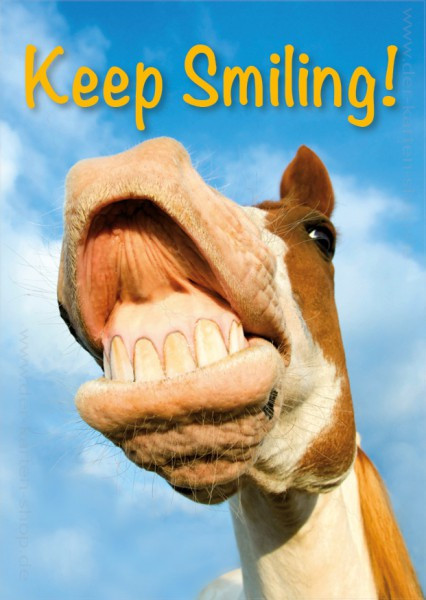 Geburtstagsbilder Pferd
 Postkarte Grußkarte witziges Pferd zeigt Zähne Keep